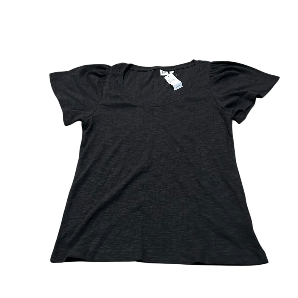 GAP black ribbed flutter sleeve top
